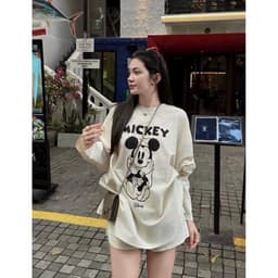 Set Áo Thun In Mickey dài Tay Phối Quần Short siêu hot 5