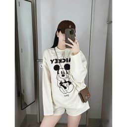 Set Áo Thun In Mickey dài Tay Phối Quần Short siêu hot 3