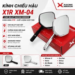 Kính Hậu X1R XM04 Chính Hãng Gắn Xe Máy Universal Winner Exciter Vario Vision SH Wave Màu Đen Bạc CNC 1