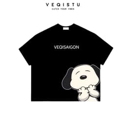 Áo thun BOXY Local Brand VEQISTU "Mèo Kitty + Snoopy" Áo Thun Boxy Form Rộng Unisex 250Gsm Cotton 3