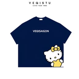 Áo thun BOXY Local Brand VEQISTU "Mèo Kitty + Snoopy" Áo Thun Boxy Form Rộng Unisex 250Gsm Cotton 4
