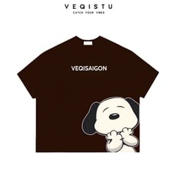 Áo thun BOXY Local Brand VEQISTU "Mèo Kitty + Snoopy" Áo Thun Boxy Form Rộng Unisex 250Gsm Cotton 5
