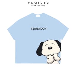 Áo thun BOXY Local Brand VEQISTU "Mèo Kitty + Snoopy" Áo Thun Boxy Form Rộng Unisex 250Gsm Cotton 7