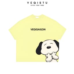 Áo thun BOXY Local Brand VEQISTU "Mèo Kitty + Snoopy" Áo Thun Boxy Form Rộng Unisex 250Gsm Cotton 8