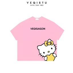 Áo thun BOXY Local Brand VEQISTU "Mèo Kitty + Snoopy" Áo Thun Boxy Form Rộng Unisex 250Gsm Cotton 9