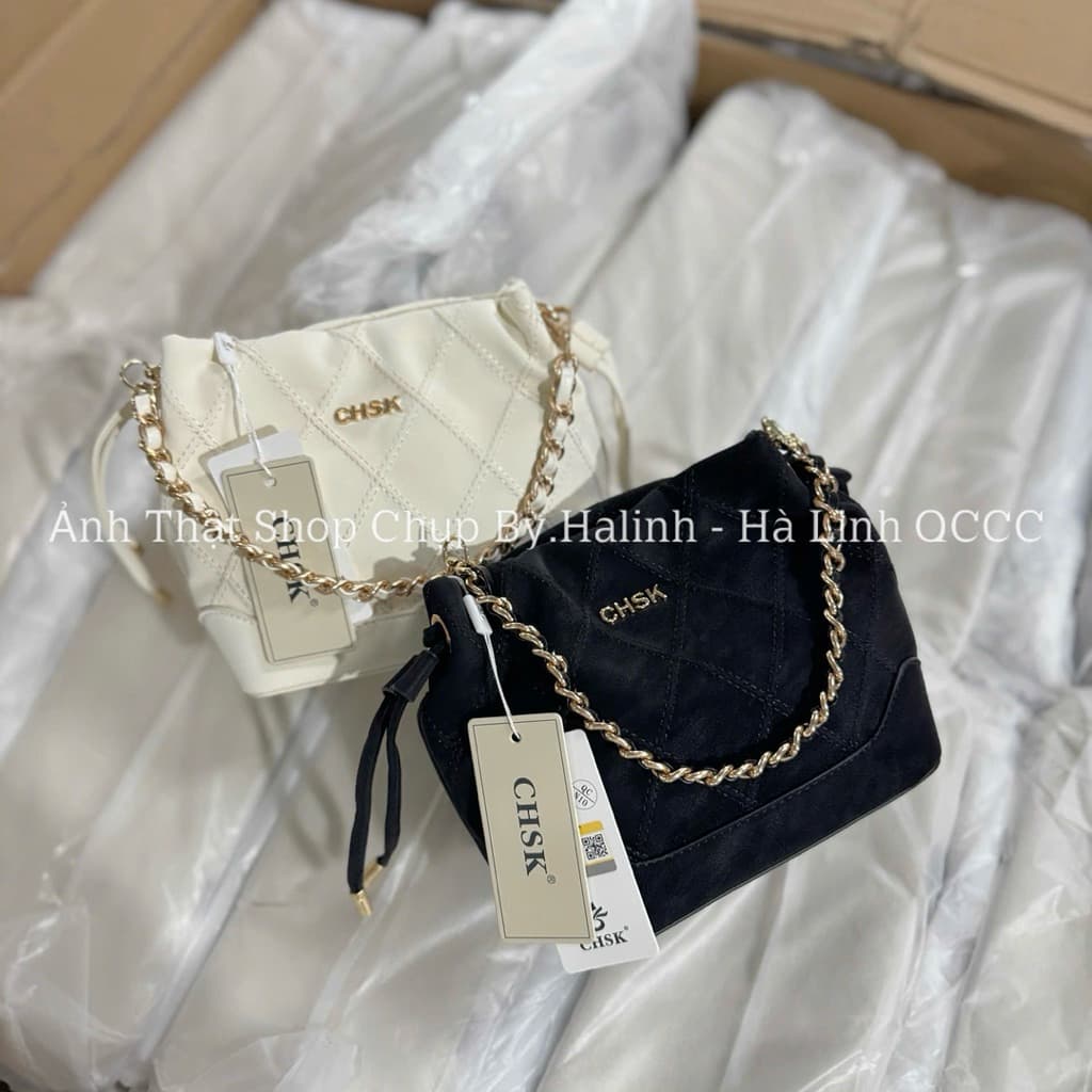 BST NEW - Túi Chio Miệng Rút Chần Trám Có Kèm Quai Đeo Chéo