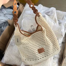 Túi Đeo Vai Tote Lưới Đan Quai Tết Kèm Charm Hoa CHSK 6