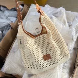 Túi Đeo Vai Tote Lưới Đan Quai Tết Kèm Charm Hoa CHSK 8