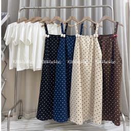 <Đầm Bầu Quynhanhhouse> Váy suông set váy yếm bi đính nơ freesize 6