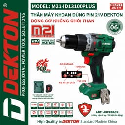 Máy khoan pin DEKTON M21-ID13100PLUS, 100N.M, Không chổi than, Anti kickback, Tạo xung, Autolock 2