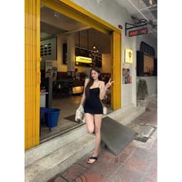 Váy đen 2 dây ôm body vải cotton form  bazzic, váy đầm ôm body 2 dây slay 2 lớp, ĐẦM NƠ 2 LỚP CỔ CHỮ U TÔN DÁNG 6