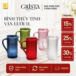 BÌNH THỦY TINH VÂN LƯỚI CRISTA HOME 1L NẮP THỦY TINH CAO CẤP DECOR BÀN TIỆC 60203 1