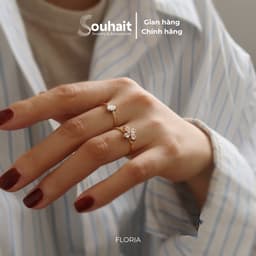 Nhẫn nữ mở freesize Floria ring SOUHAIT đính đá CZ hình hoa 4 cánh thanh lịch - R83174 6