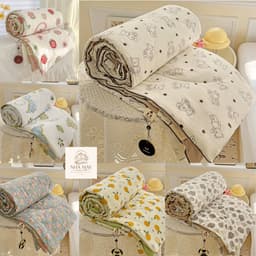 Chăn Cotton Đũi Hè Phong Cách Hàn, Chăn Hè Mềm Mịn Thoáng Mát Nhiều Mẫu - [1m8 x 2m] D7 1
