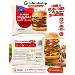 Bánh Mì Hamburger Bò Ướp Tiêu Đen Pippi Tràng An 88g – Thơm Ngon, Tiện Lợi, Ăn Liền | hutohutoshop 1