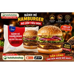 Bánh Mì Hamburger Bò Ướp Tiêu Đen Pippi Tràng An 88g – Thơm Ngon, Tiện Lợi, Ăn Liền | hutohutoshop 9