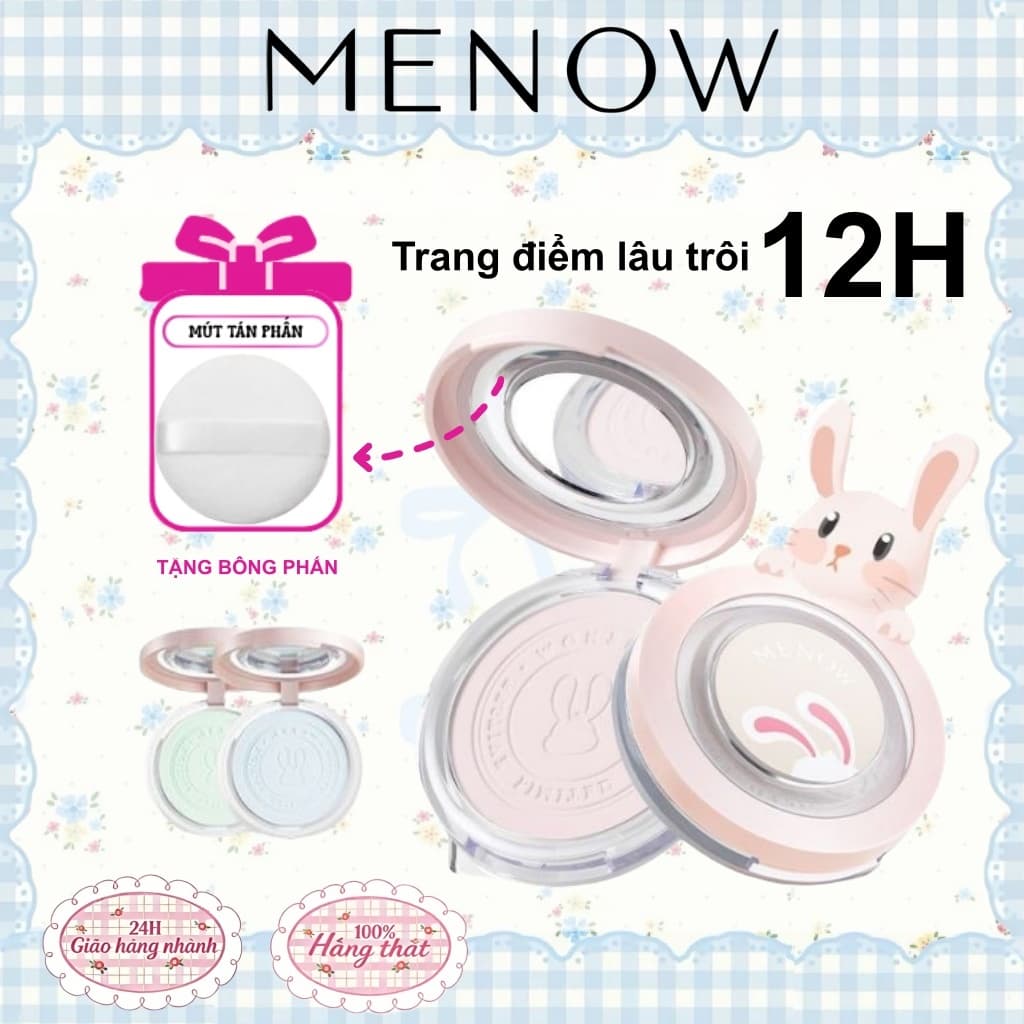 MENOW RABBIT Phấn Phủ Nén Kiềm Dầu Chống Nước, Che Phủ Hoàn Hảo 8.5gr