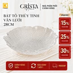 BÁT TÔ THỦY TINH VÂN LƯỚI CRISTA HOME 28CM ĐỰNG SALAD - TRÁI CÂY CAO CẤP DECOR BÀN ĂN 60208 1