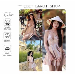 ( BIGSIZE ) VN133 Váy lụa yếm “ XẾP LY “ sang chảnh sexy hotgirl by CarrotShop 1