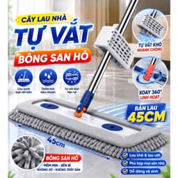 Cây Lau Nhà Tự Vắt 45CM - Chổi Lau Nhà Bông Lau San Hô Sợi Siêu Thấm Hút 2