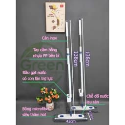 Cây Lau Nhà Tự Vắt 45CM - Chổi Lau Nhà Bông Lau San Hô Sợi Siêu Thấm Hút 5