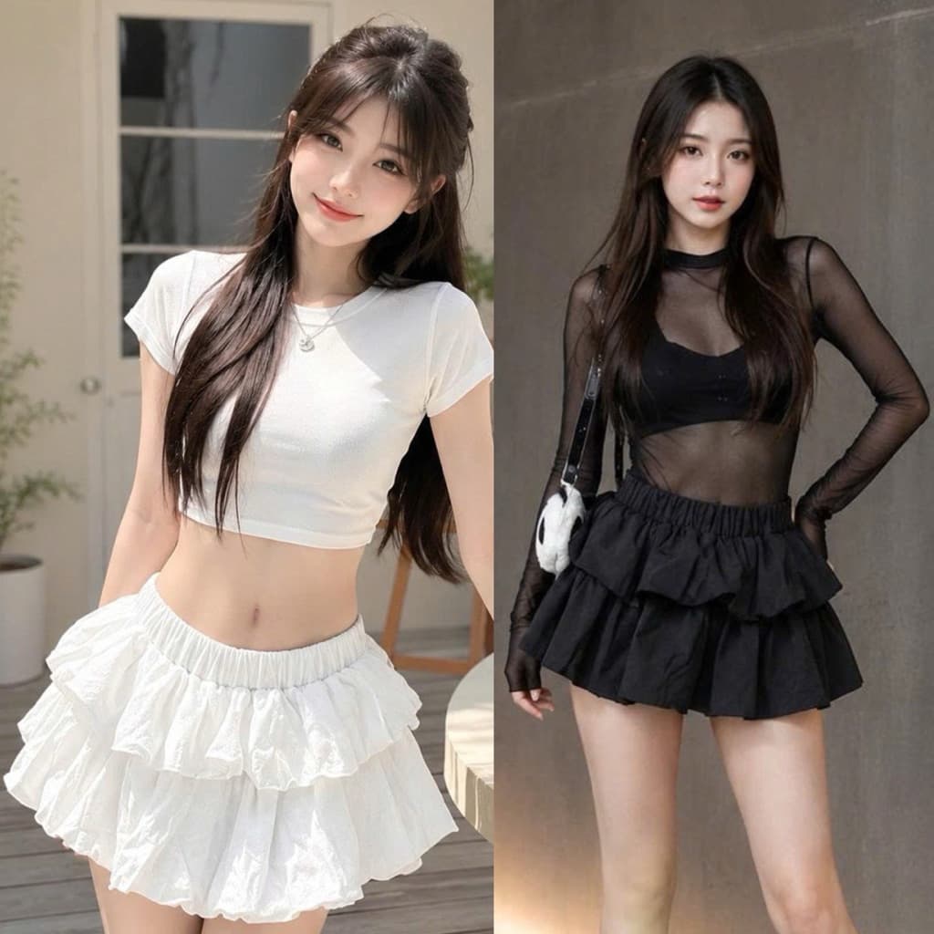 Váy kiểu nữ dáng bí 2 tầng siêu tôn dáng lưng thun cực đẹpCB277 - Fashion73