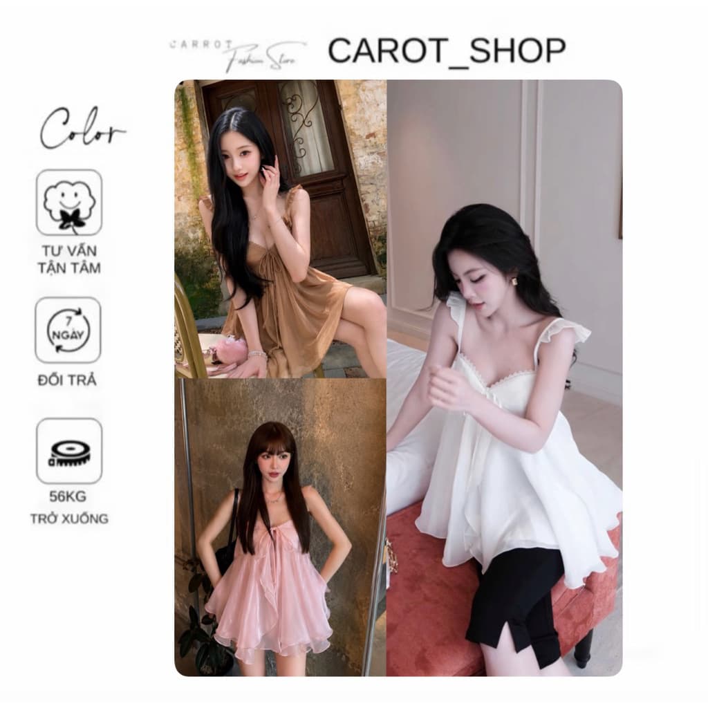 VN134 Áo cánh tiên vải ánh nhũ dáng xoè lượn sóng bánh bèo sang chảnh dễ thương by CarrotShop