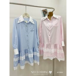 <Đầm Bầu Quynhanhhouse> (NH CLOTHING)Váy suông váy kẻ cổ đá M11894 sm 2