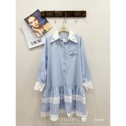 <Đầm Bầu Quynhanhhouse> (NH CLOTHING)Váy suông váy kẻ cổ đá M11894 sm 6