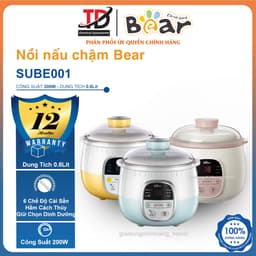 Nồi Nấu Chậm Bear SUBE001, 0.8L - 200w, 6 Chế Độ Nấu, Hàng Chính Hãng 1