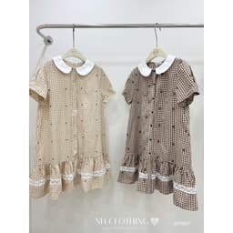 <Đầm Bầu Quynhanhhouse> (NH CLOTHING)Váy suông Váy kẻ thêu cổ sen M11897 sm 2