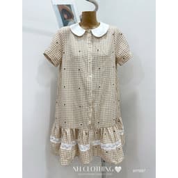 <Đầm Bầu Quynhanhhouse> (NH CLOTHING)Váy suông Váy kẻ thêu cổ sen M11897 sm 4