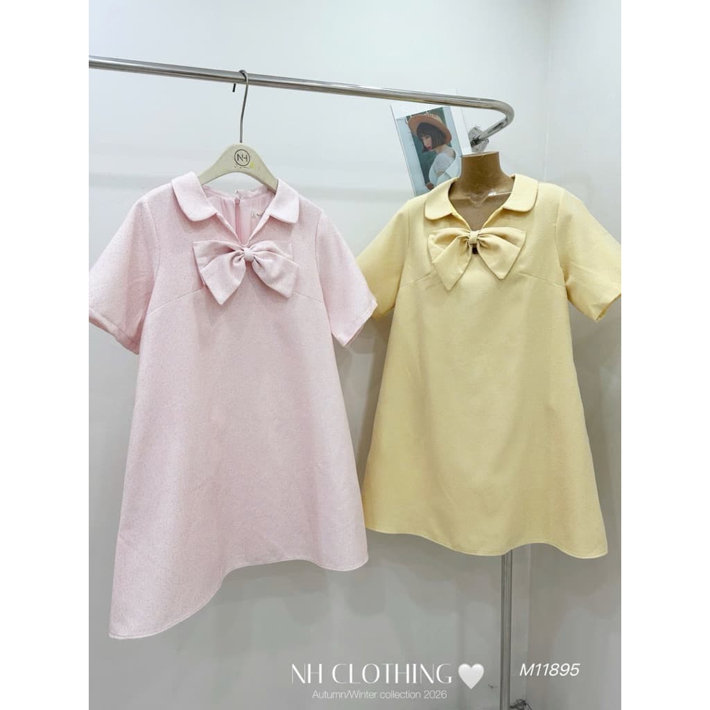 <Đầm Bầu Quynhanhhouse> (NH CLOTHING)Váy suông Váy dạ mỏng nơ ngực M11895 sm