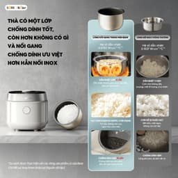 Nồi Cơm Điện Tử Bear RC-4H40Y, 1,5L - 800W - Ceramic Pro 9H - 8 chế độ nấu, Hàng Chính Hãng 5