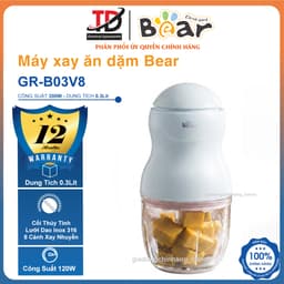 Máy Xay Ăn Dặm Bear GR-B03V8, Cối Thủy Tinh - 8 Lưỡi Dao Inox 316, Hàng Chính Hãng 1