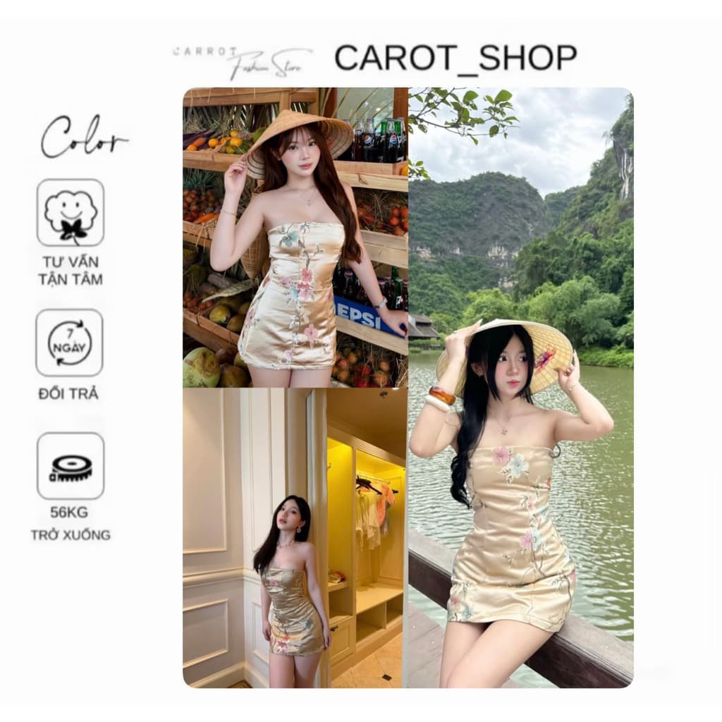 ( BIGSIZE ) VN136 Đầm ôm body tôn dáng “ IN GẤM HOA “ mùa hè sang chảnh nữ tính tiểu thư by CarrotShop