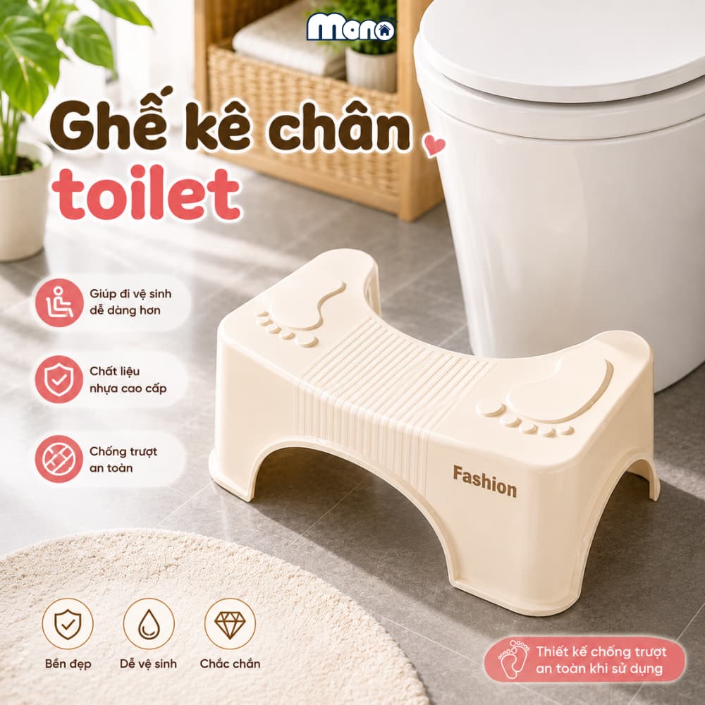 Ghế Kê Chân Toilet, Hỗ Trợ Tư Thế Đi Vệ Sinh Khoa Học MONO, Chống Táo Bón Hiệu Quả