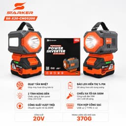Thân Đế Chuyển Đổi Nguồn Điện STARKER SK-X20-CNG5200, Công Suất 200W, Tích Hợp Đèn, Có Ổ Cắm,Cổng USB & Type C 1