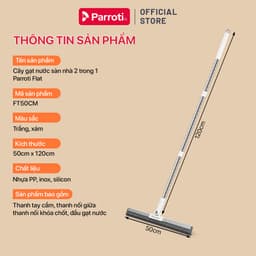 Cây Gạt Nước Sàn Nhà, Toillet, Kính Parroti - Chổi Gạt Nước 2 Trong 1 Đầu Silicon Rộng 50cm Xoay 180 Độ, Đa Năng - FT50 9