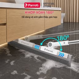 Cây Gạt Nước Sàn Nhà, Toillet, Kính Parroti - Chổi Gạt Nước 2 Trong 1 Đầu Silicon Rộng 50cm Xoay 180 Độ, Đa Năng - FT50 3