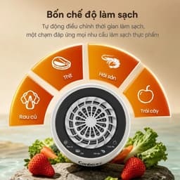 Canbo Máy Rửa Rau Củ Quả Tiệt Trùng Thực Phẩm Ti Titanium Khử Thuốc Trừ Sâu Diệt Khuẩn IPX7 6