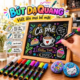 Set 8 Bút Dạ Quang Viết Bảng Led, Biển Menu Quảng Cáo, Mặt Kính, mica 1
