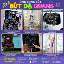 Set 8 Bút Dạ Quang Viết Bảng Led, Biển Menu Quảng Cáo, Mặt Kính, mica 6