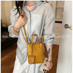 Túi Đeo Chéo Da Đan Dáng Đứng Dọc Đựng DT 8