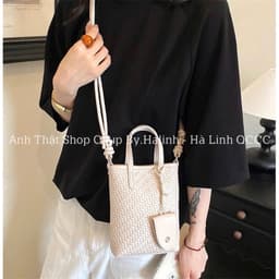 Túi Đeo Chéo Da Đan Dáng Đứng Dọc Đựng DT 7