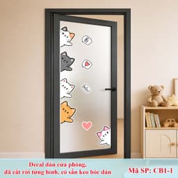 Tranh decal dán cửa phòng bé, đã cắt rời từng hình chỉ cần bóc dán, Poster Decor 2