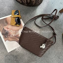 Túi Đeo Chéo Da Đan Form Chữ Nhật Basic Charm Hạt Đậu 4