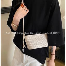 Túi Đeo Chéo Da Đan Form Chữ Nhật Basic Charm Hạt Đậu 5