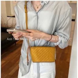 Túi Đeo Chéo Da Đan Form Chữ Nhật Basic Charm Hạt Đậu 9