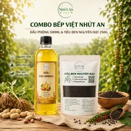 Combo Bếp Việt Nhứt An Dầu Đậu Phộng 500ml và Tiêu Đen Nguyên Hạt 250g, Gia Vị Nấu Ăn Dùng Chiên Xào Ướp Nấu - Nhứt An 1